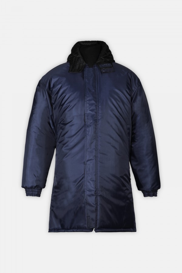 Freezer Jacket with hood full zipper 3/4 Length Long